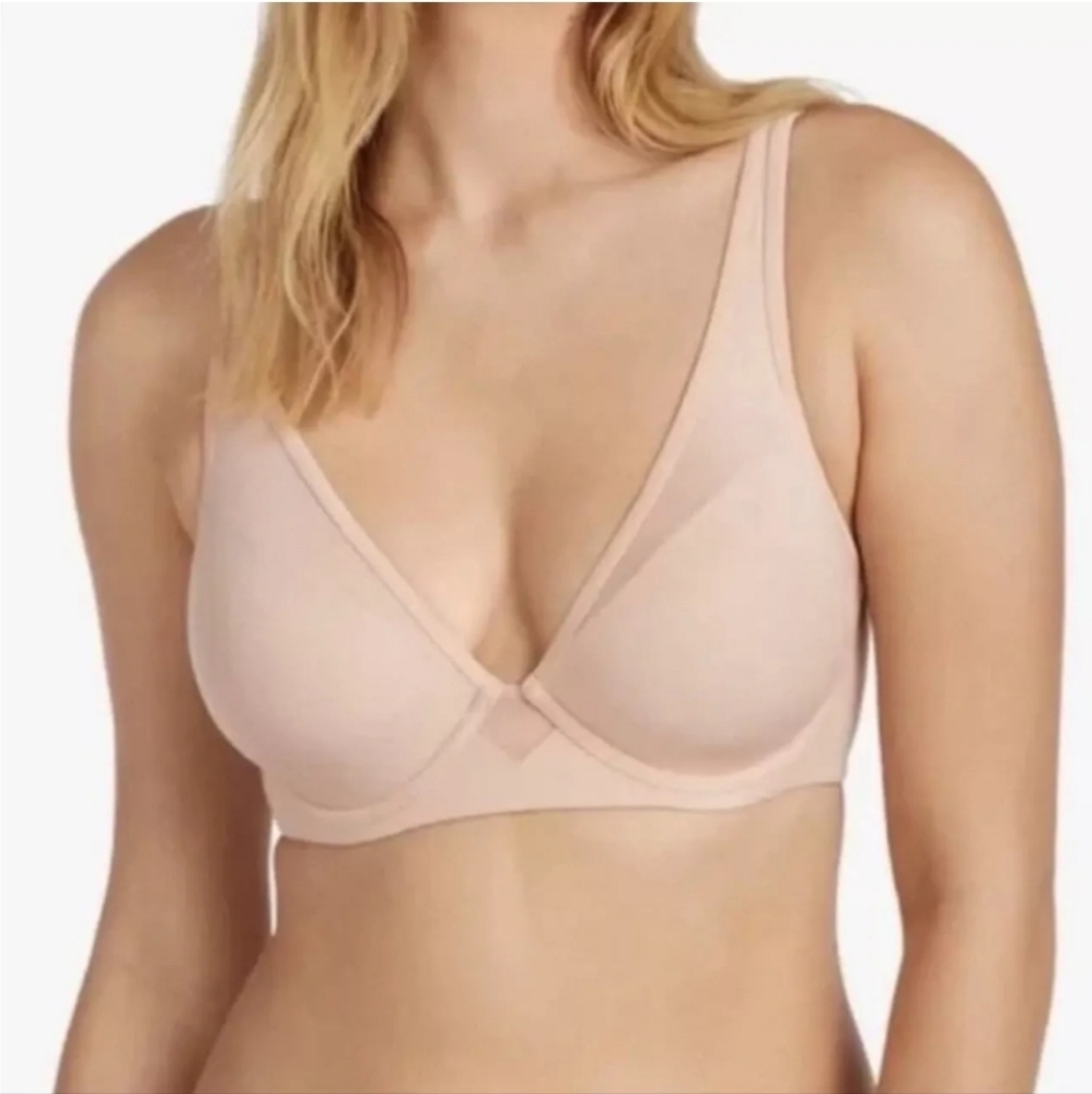 Thirdlove 24/7 Pima Cotton Plunge Bra Underwire Removable Pads Beige 34G